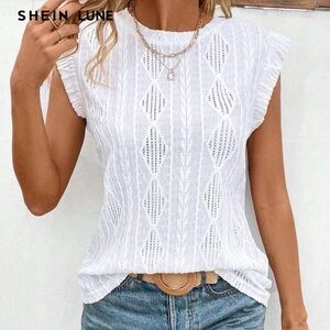 SHEIN White Textured Sleeveless Blouse
